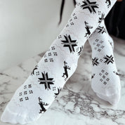 Christmas Element Bowknot Ribbed Trim Over Knee Stockings - Amara Luxe Fine Boutique