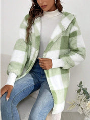 Plaid Long Sleeve Hooded Coat - Amara Luxe Fine Boutique