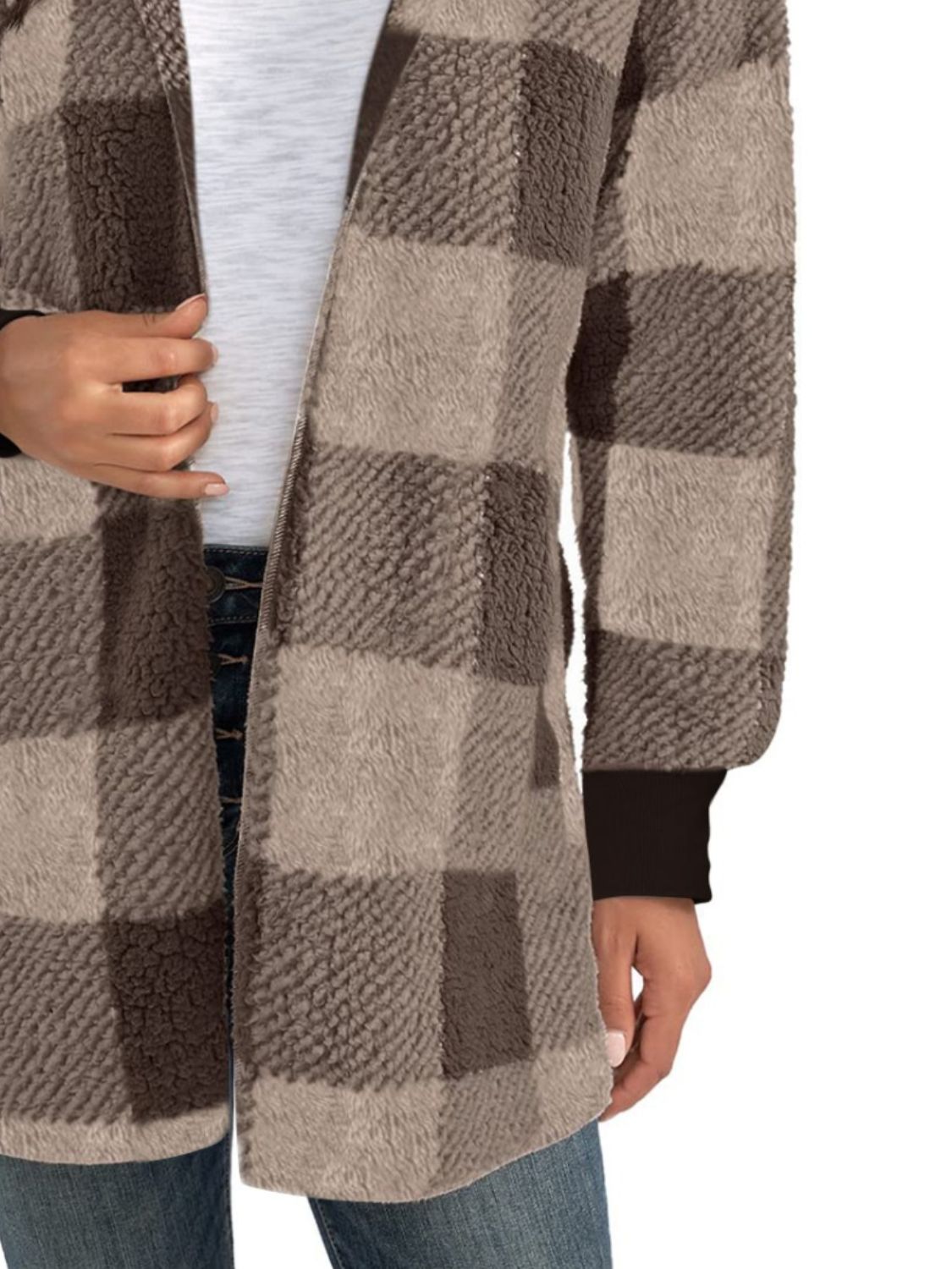 Plaid Long Sleeve Hooded Coat - Amara Luxe Fine Boutique