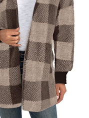 Plaid Long Sleeve Hooded Coat - Amara Luxe Fine Boutique