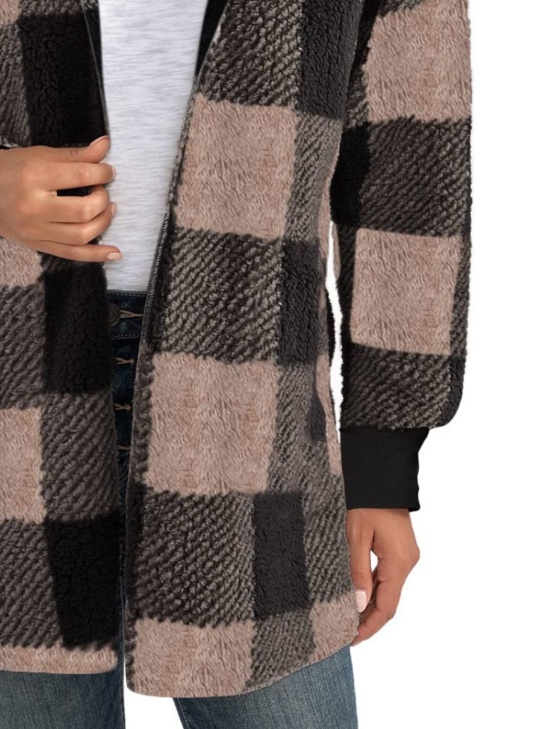 Plaid Long Sleeve Hooded Coat - Amara Luxe Fine Boutique