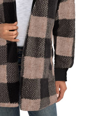 Plaid Long Sleeve Hooded Coat - Amara Luxe Fine Boutique