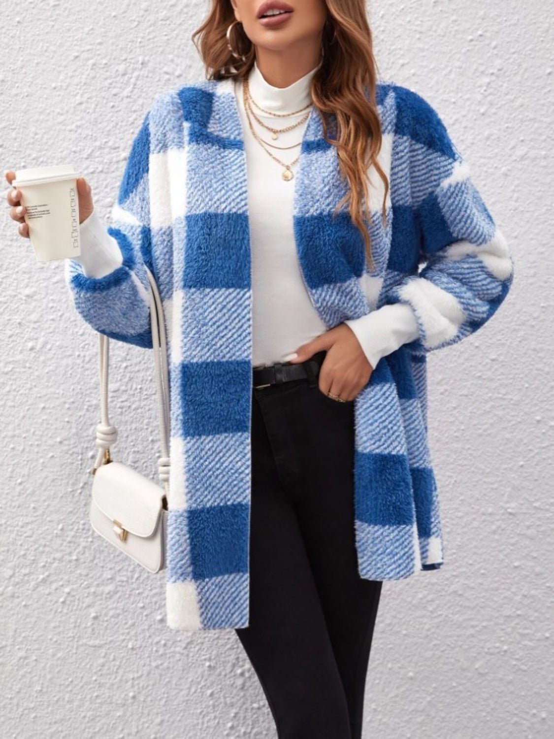 Plaid Long Sleeve Hooded Coat - Amara Luxe Fine Boutique