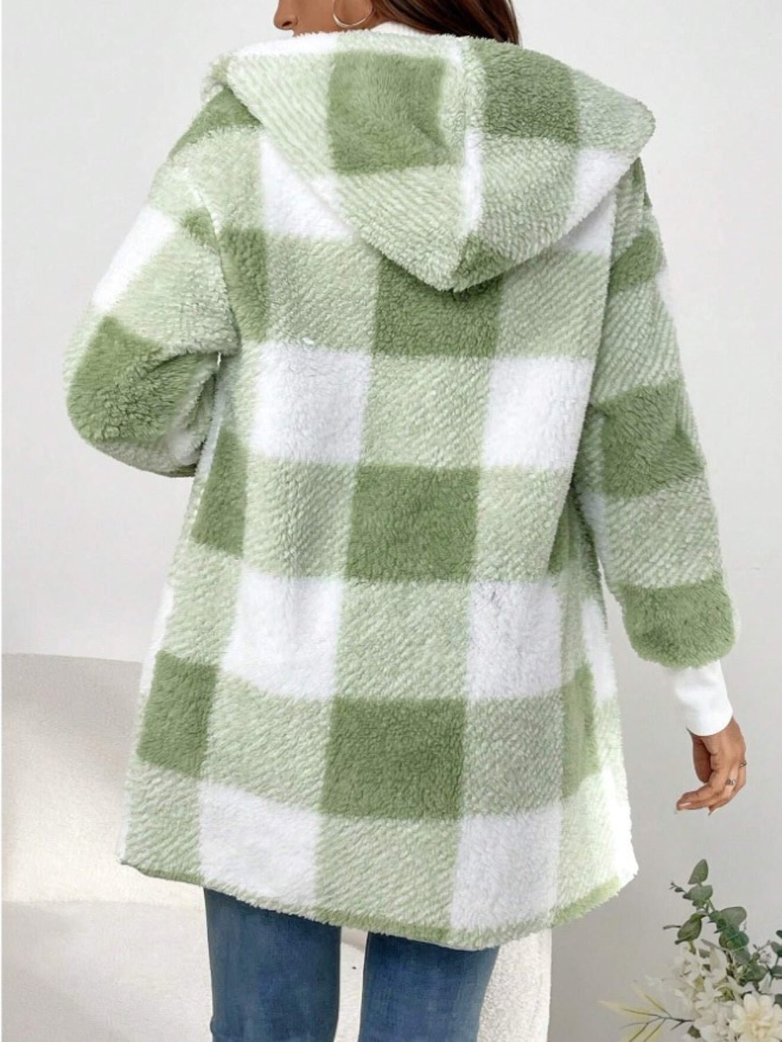 Plaid Long Sleeve Hooded Coat - Amara Luxe Fine Boutique