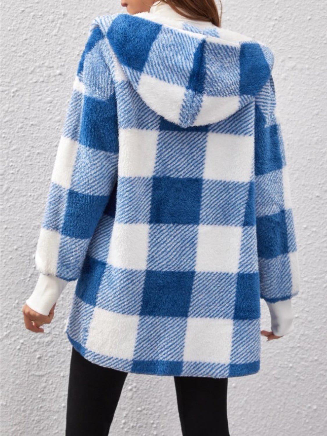 Plaid Long Sleeve Hooded Coat - Amara Luxe Fine Boutique