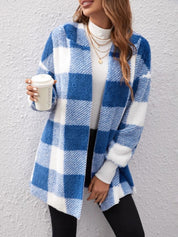 Plaid Long Sleeve Hooded Coat - Amara Luxe Fine Boutique