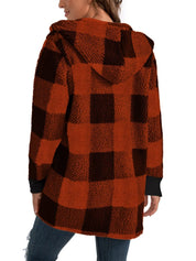 Plaid Long Sleeve Hooded Coat - Amara Luxe Fine Boutique