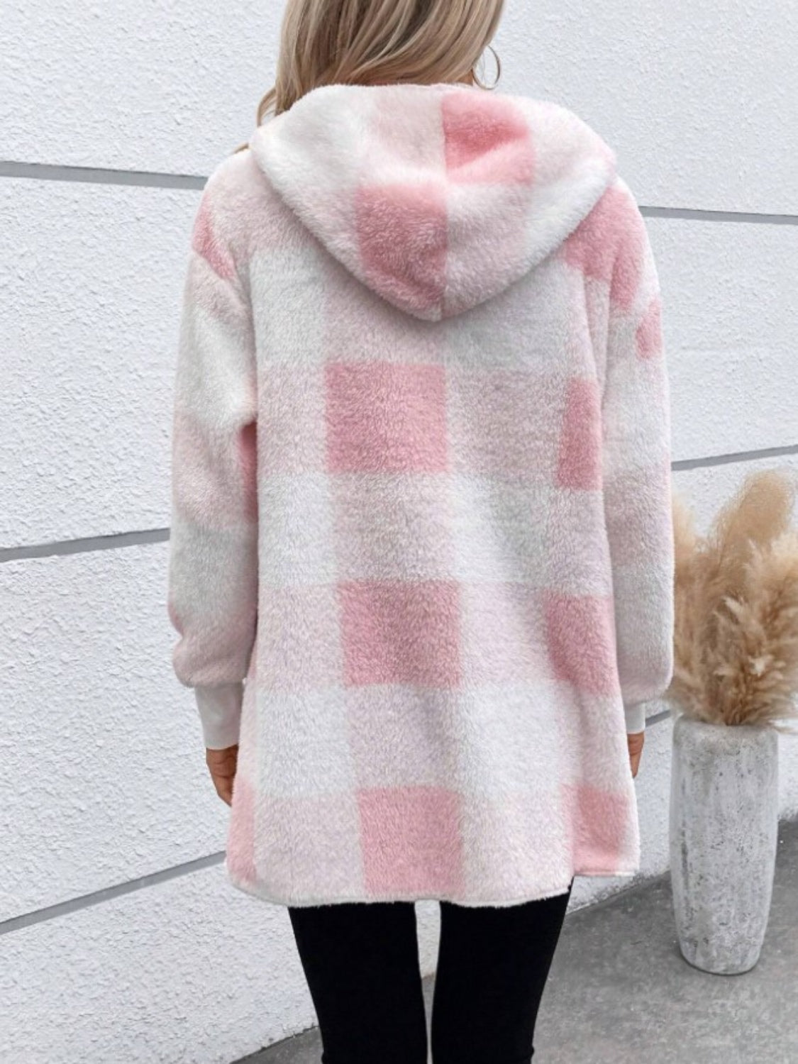 Plaid Long Sleeve Hooded Coat - Amara Luxe Fine Boutique