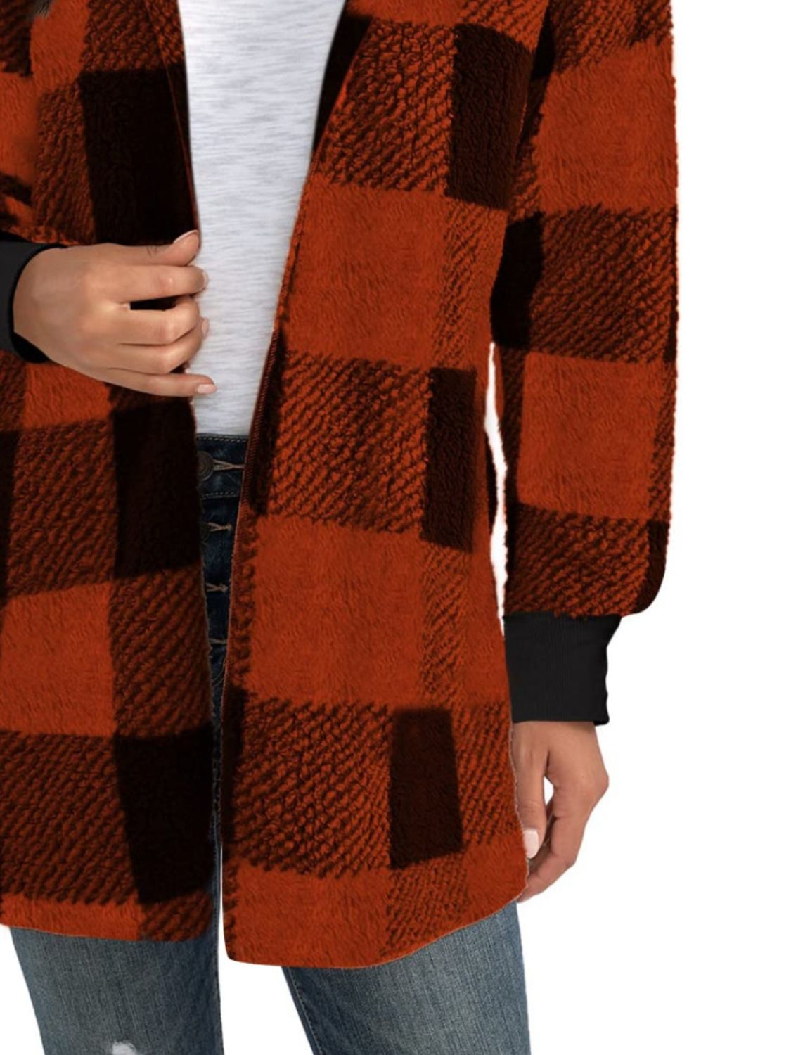 Plaid Long Sleeve Hooded Coat - Amara Luxe Fine Boutique