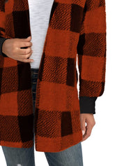 Plaid Long Sleeve Hooded Coat - Amara Luxe Fine Boutique