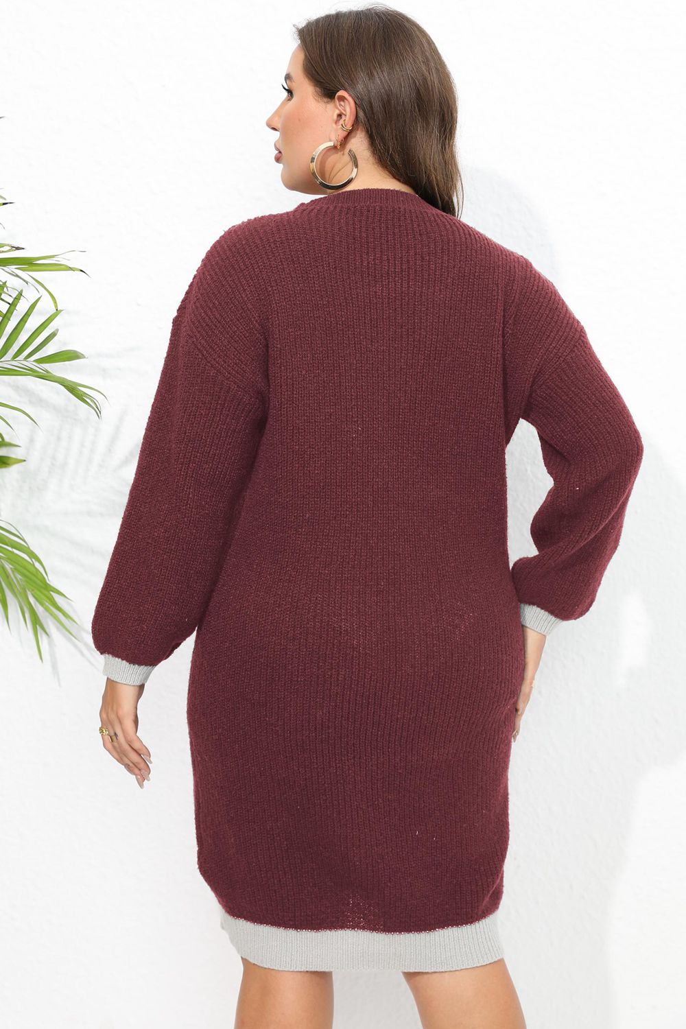 Plus Size Long Sleeve Sweater Dress - Amara Luxe Fine Boutique