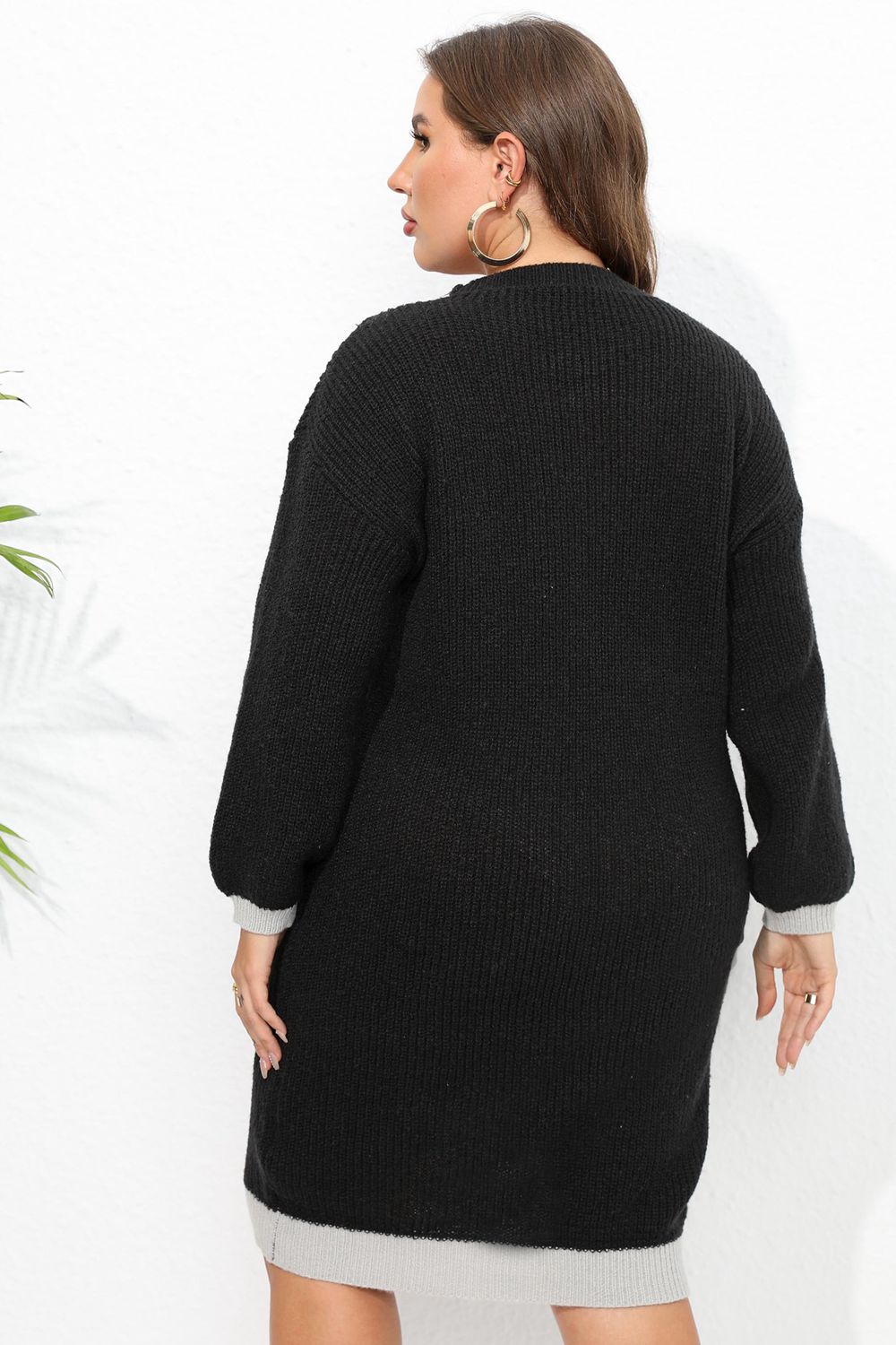 Plus Size Long Sleeve Sweater Dress - Amara Luxe Fine Boutique