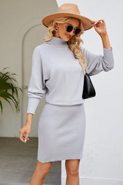 Ribbed Mock Neck Long Sleeve Dress - Amara Luxe Fine Boutique