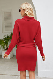Ribbed Mock Neck Long Sleeve Dress - Amara Luxe Fine Boutique