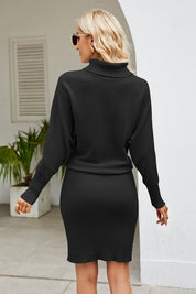 Ribbed Mock Neck Long Sleeve Dress - Amara Luxe Fine Boutique
