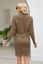 Ribbed Mock Neck Long Sleeve Dress - Amara Luxe Fine Boutique
