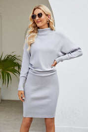Ribbed Mock Neck Long Sleeve Dress - Amara Luxe Fine Boutique
