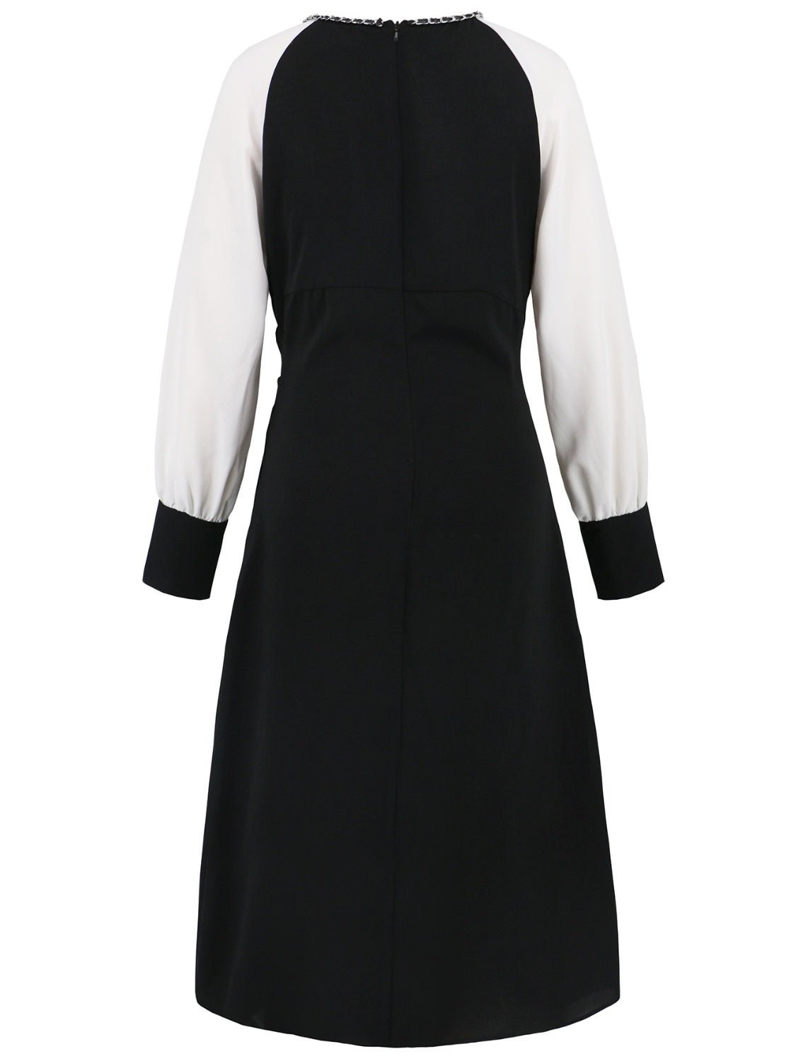 Ruched Contrast Long Sleeve Midi Dress - Amara Luxe Fine Boutique