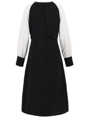 Ruched Contrast Long Sleeve Midi Dress - Amara Luxe Fine Boutique