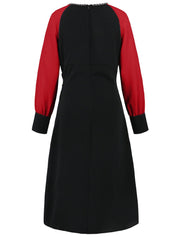 Ruched Contrast Long Sleeve Midi Dress - Amara Luxe Fine Boutique
