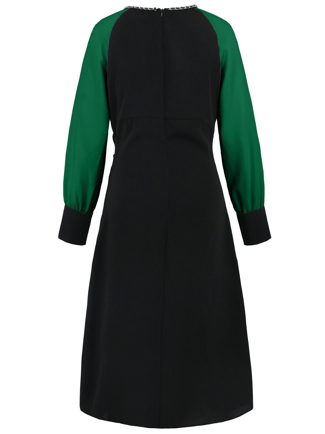 Ruched Contrast Long Sleeve Midi Dress - Amara Luxe Fine Boutique