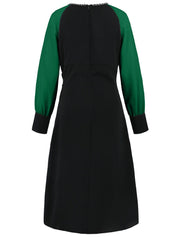 Ruched Contrast Long Sleeve Midi Dress - Amara Luxe Fine Boutique