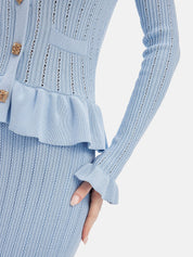 Ruffled V - Neck Top and Midi Skirt Sweater Set - Amara Luxe Fine Boutique