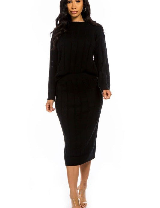 2PC SET SWEATER DRESS SUITS - Amara Luxe Fine Boutique