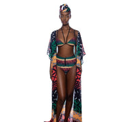 African black printed split swimsuit