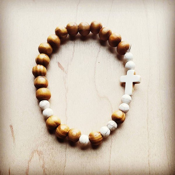 Bracelet Bar - Wood & White Turquoise Beads - Amara Luxe Fine Boutique