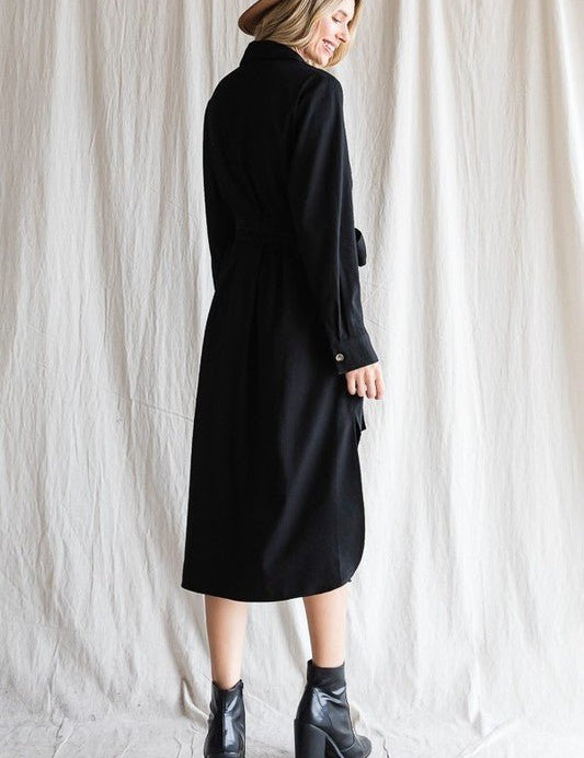 Button down shirt long dress PLUS 30 - 545P - Amara Luxe Fine Boutique