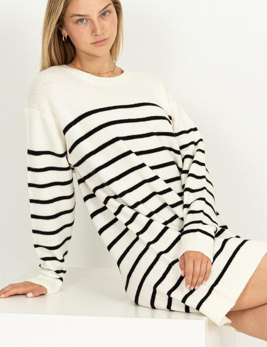 Casually Chic Striped Sweater Dress - Amara Luxe Fine Boutique