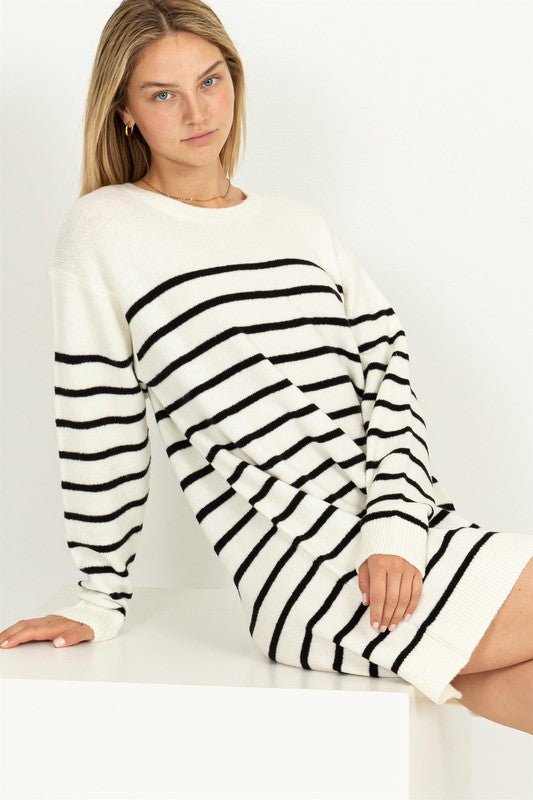 Casually Chic Striped Sweater Dress - Amara Luxe Fine Boutique