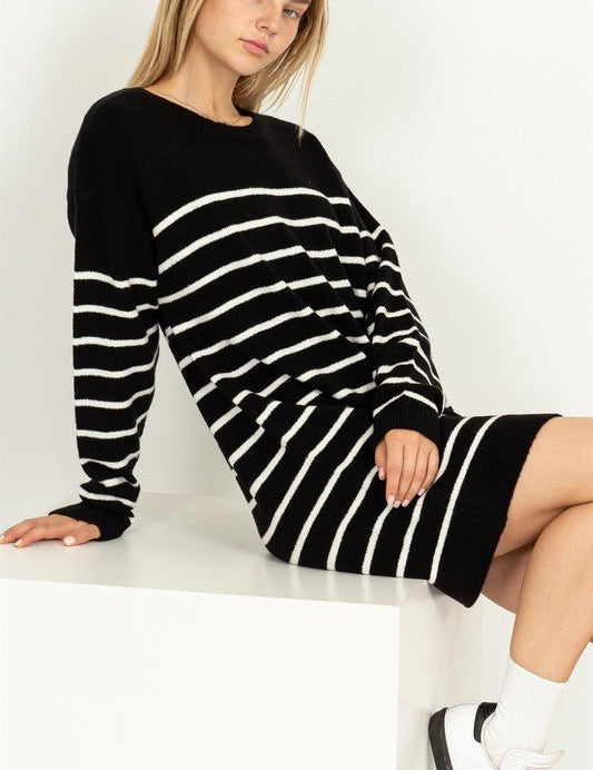 Casually Chic Striped Sweater Dress - Amara Luxe Fine Boutique