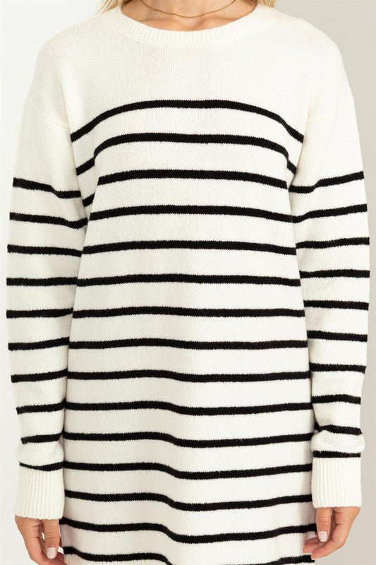 Casually Chic Striped Sweater Dress - Amara Luxe Fine Boutique