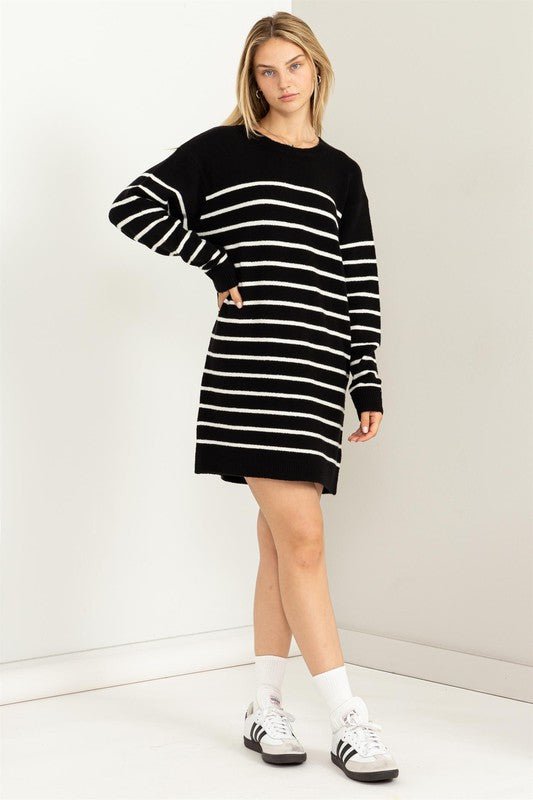 Casually Chic Striped Sweater Dress - Amara Luxe Fine Boutique