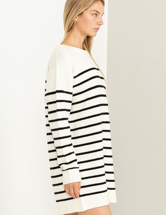 Casually Chic Striped Sweater Dress - Amara Luxe Fine Boutique