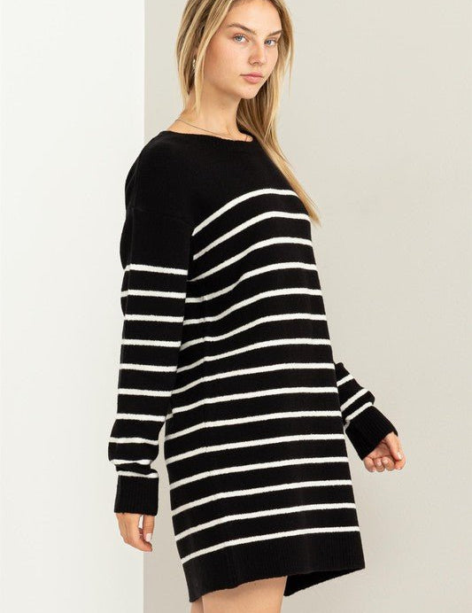 Casually Chic Striped Sweater Dress - Amara Luxe Fine Boutique