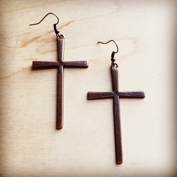 Copper Cross Earrings - Amara Luxe Fine Boutique