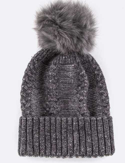 EMMEZ Raccoon Fur PomPom Cashmere Beanie - Amara Luxe Fine Boutique