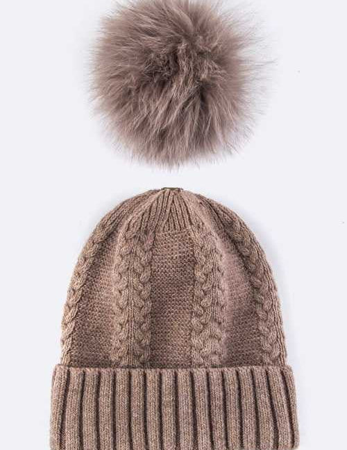 EMMEZ Raccoon Fur PomPom Cashmere Beanie - Amara Luxe Fine Boutique