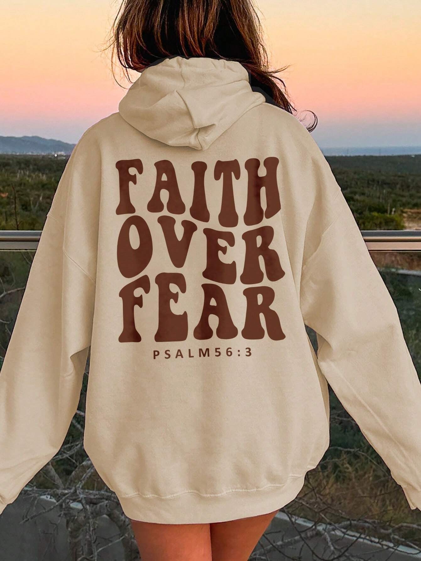 FAITH OVER FEAR Dropped Shoulder Hoodie - Amara Luxe Fine Boutique