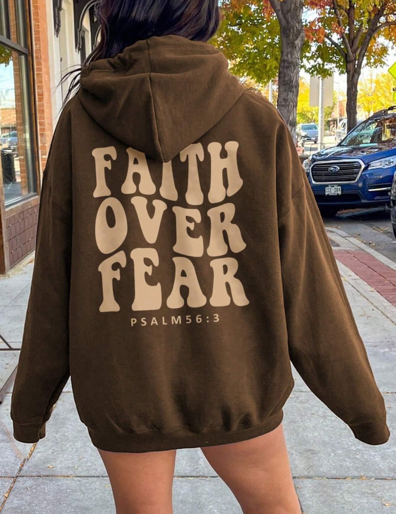 FAITH OVER FEAR Dropped Shoulder Hoodie - Amara Luxe Fine Boutique