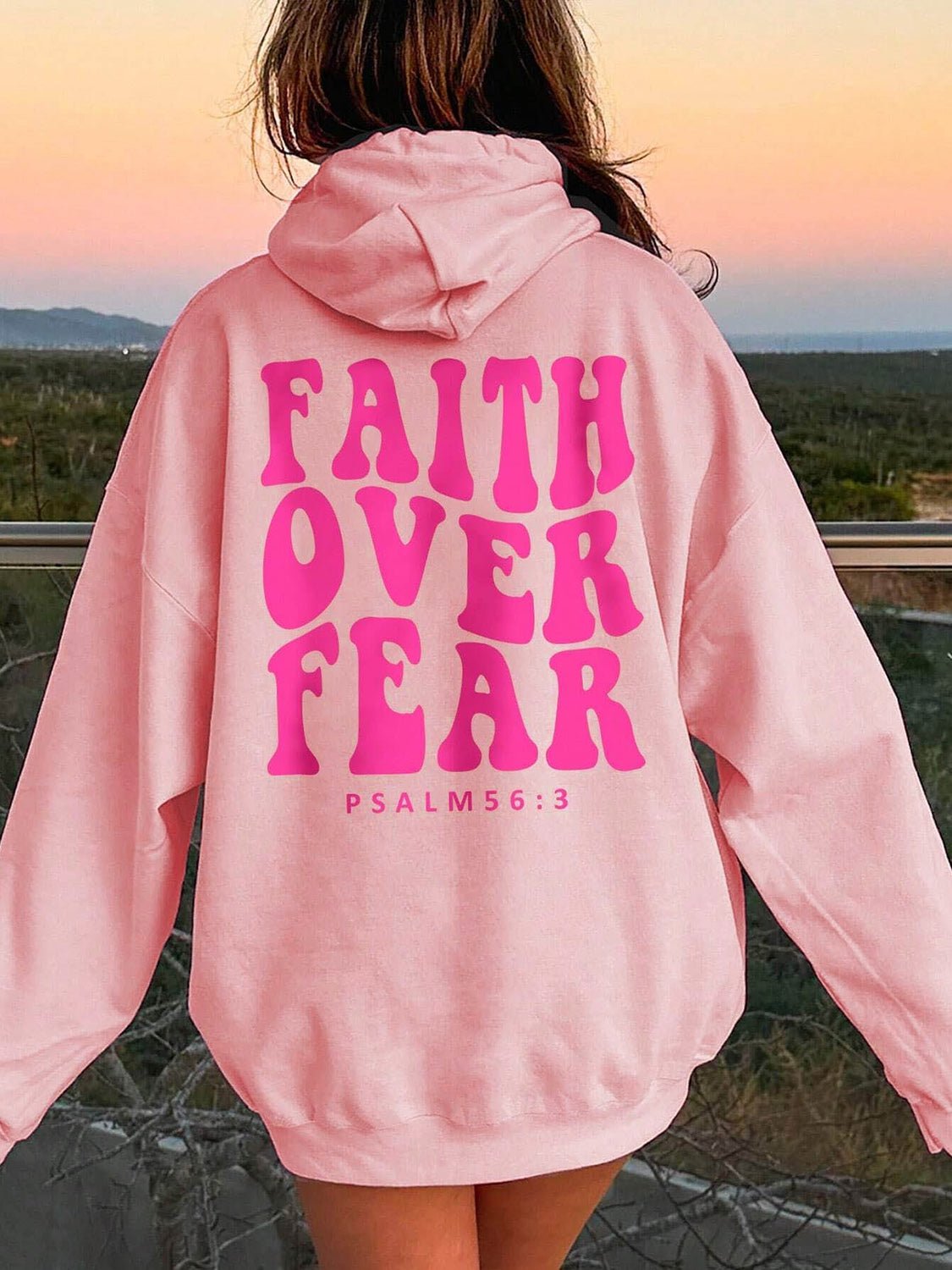 FAITH OVER FEAR Dropped Shoulder Hoodie - Amara Luxe Fine Boutique