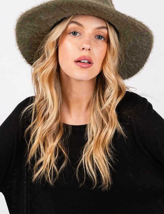 Fuzzy Winter Fedora Hat - Amara Luxe Fine Boutique