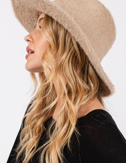 Fuzzy Winter Fedora Hat - Amara Luxe Fine Boutique