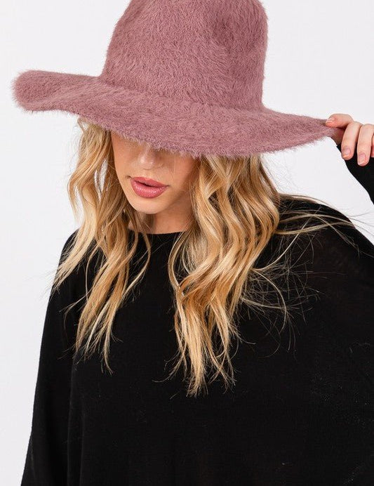 Fuzzy Winter Fedora Hat - Amara Luxe Fine Boutique