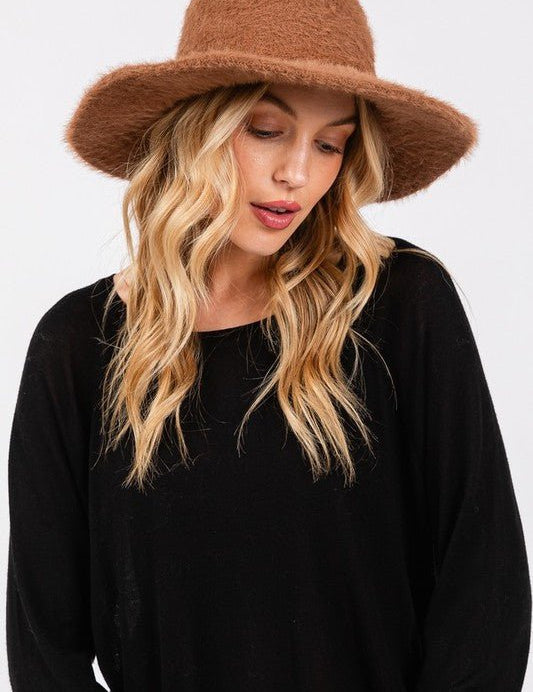 Fuzzy Winter Fedora Hat - Amara Luxe Fine Boutique