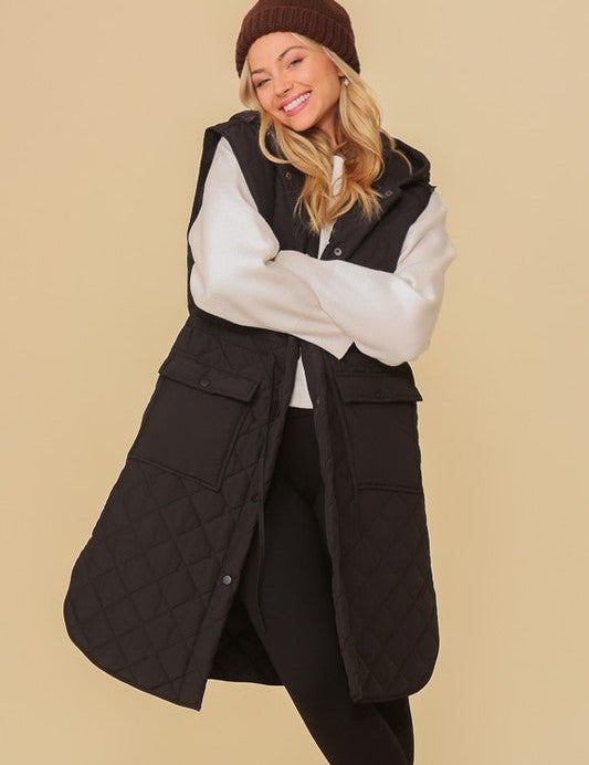 Haileys Hooded Oversized Vest Jacket - Amara Luxe Fine Boutique