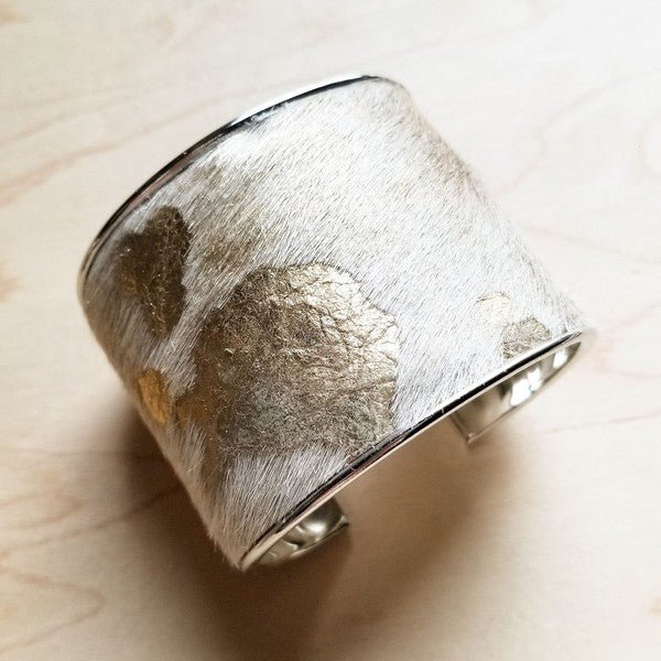 Hair Gold and Cream Metallic Cuff Bangle Bracelet - Amara Luxe Fine Boutique